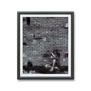 Let me push you away, depression separation dark Art PRINT Original oil painting artwork life after loss anxiety therapy mourning depression