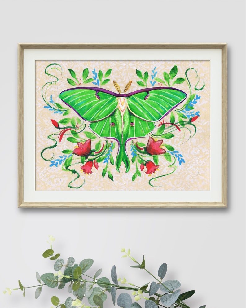Lunar Moth Art PRINT Original Acrylic Artwork - Etsy