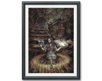 Phasmophobia- Art PRINT Ghost hunting Original haunted Watercolor Illustration Artwork dark gothic seance mythology corpse art death phantom