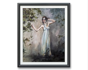 In the Garden, Art PRINT original oil painting woman figure Greek mythology Persephone Goddess Roman Female Study Love War Beauty Queen art