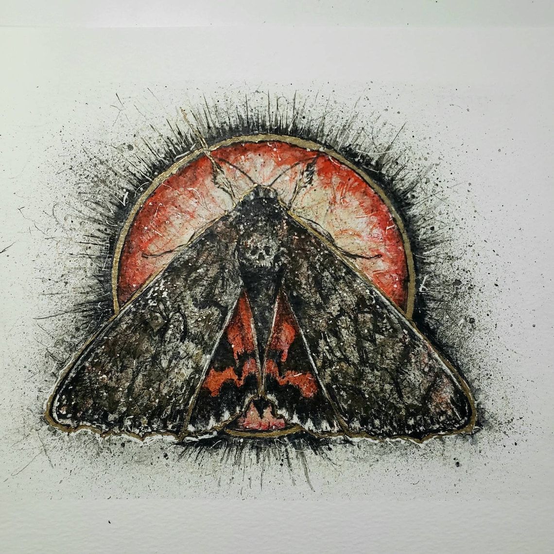 Death Head Skull Moth- Art PRINT Original Watercolor Illustration ...
