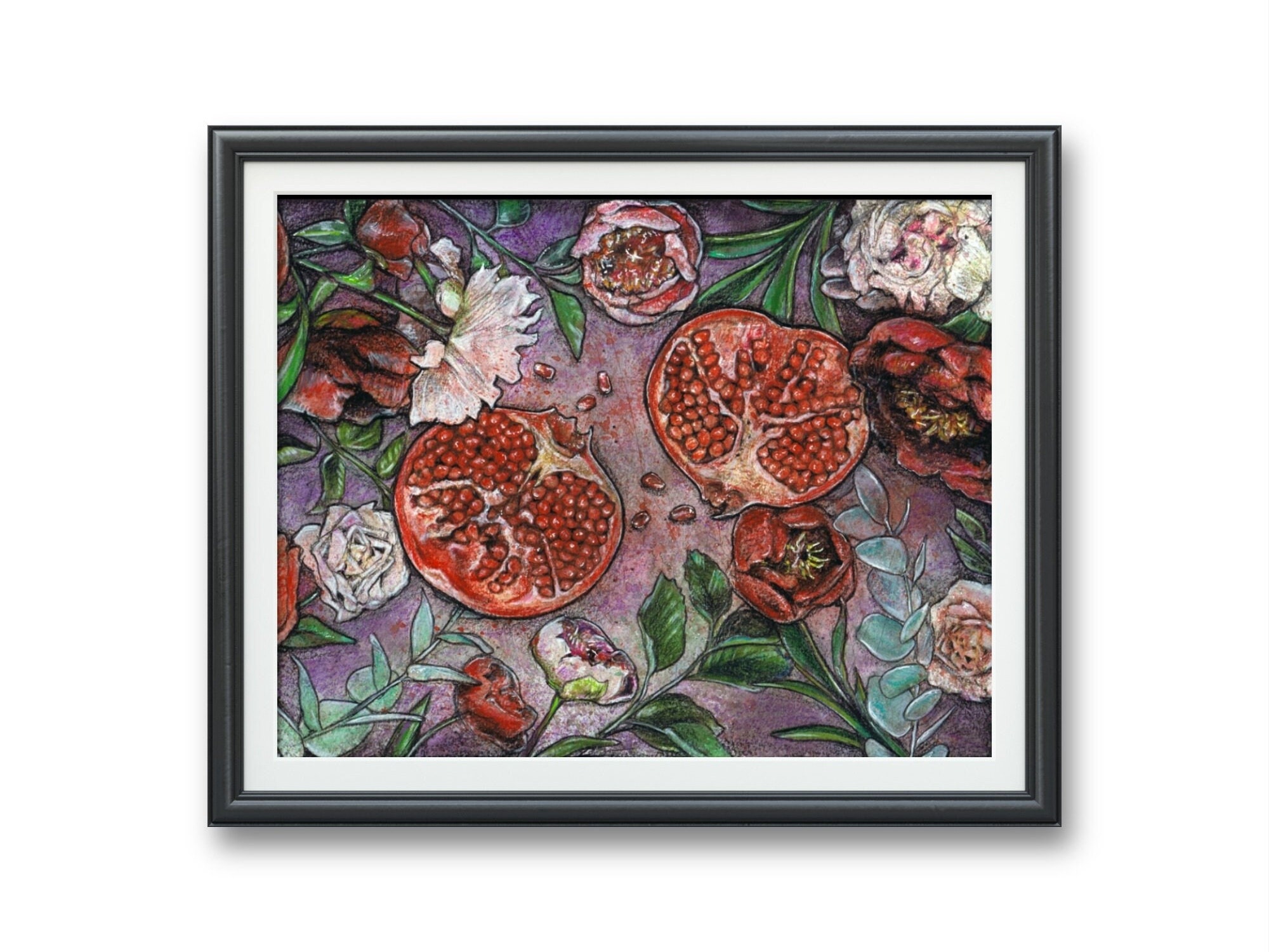 捧げ物 - ザクロ神話プリント、ハデスペルセポネオリジナル水彩画愛