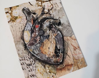 Temporal Heart- Anatomical Human Heart Original collage Illustration Artwork Cardiologist doctor nurse wall dark fantasy heart disease