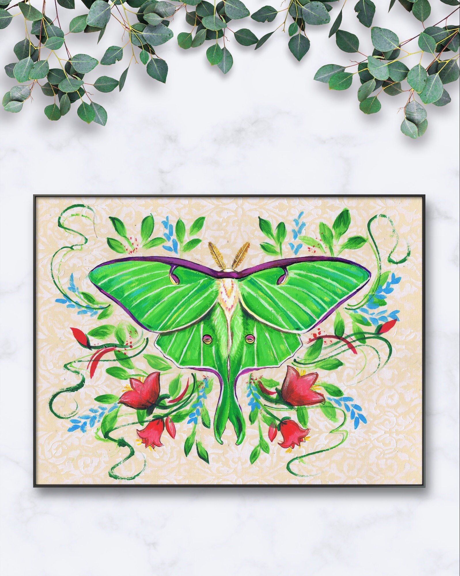 Lunar Moth Art PRINT Original Acrylic Artwork - Etsy