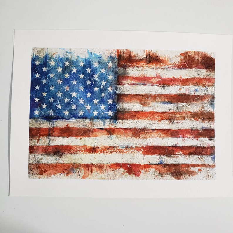 USA veteran United States Stars and Stripes American flag Old Glory- Original art watercolor illustration artwork wall art military