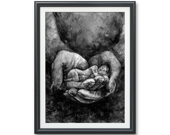 Healing- Art PRINT Original Watercolor Illustration Artwork rest recharge safe hug loving inner silence