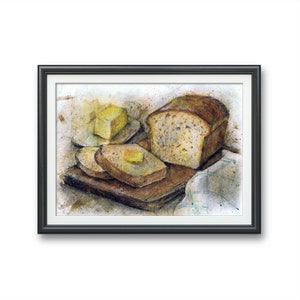 Southern Living, bread and butter- Art PRINT of an original watercolor illustration artwork bakery, kitchen, southern comfort, dinner, home