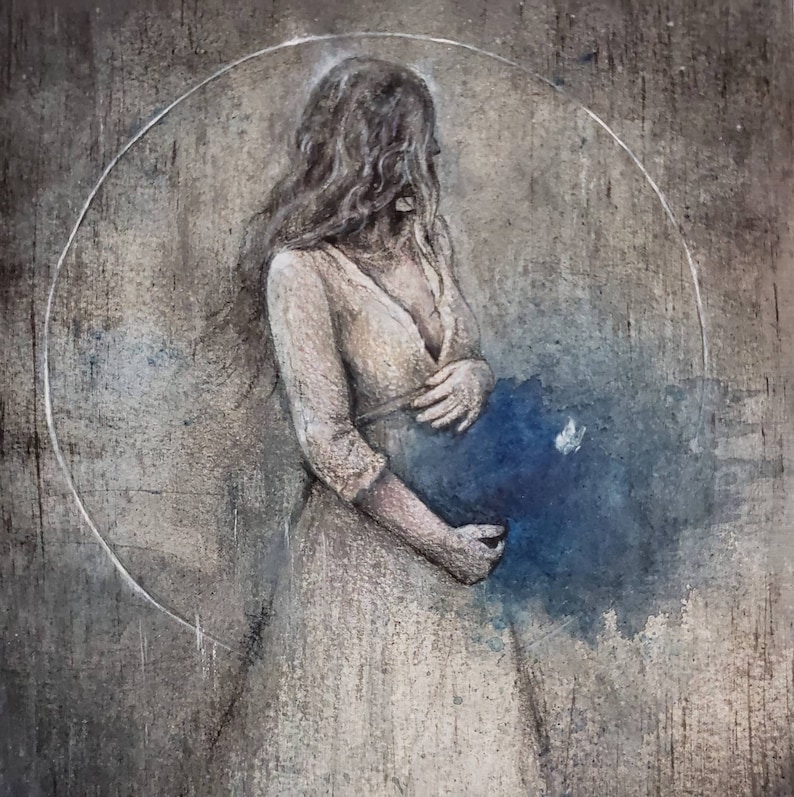 Art Print Watercolor Artwork Mourning Grief Infertility Stillbirth Abortion Miscarriage Pregnancy Infant Loss Empty Womb With Butterfly Giclee Art Collectibles Thienhop Com