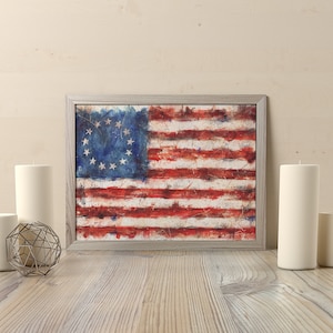 Betsy Ross American flag, Stars and Stripes, Old Glory Art PRINT original watercolor illustration vintage United States, USA, veteran army