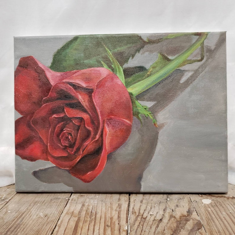 Romantic Art Print Original Oil Painting Red Rose Still Life Beauty And The Beast Floral Flower Crimson Enchanted Rose Fairy Tale Art Collectibles Prints Brainchild Net