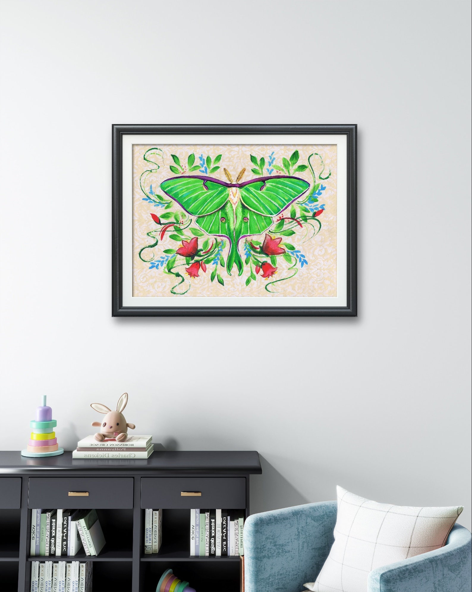 Lunar Moth Art PRINT Original Acrylic Artwork - Etsy