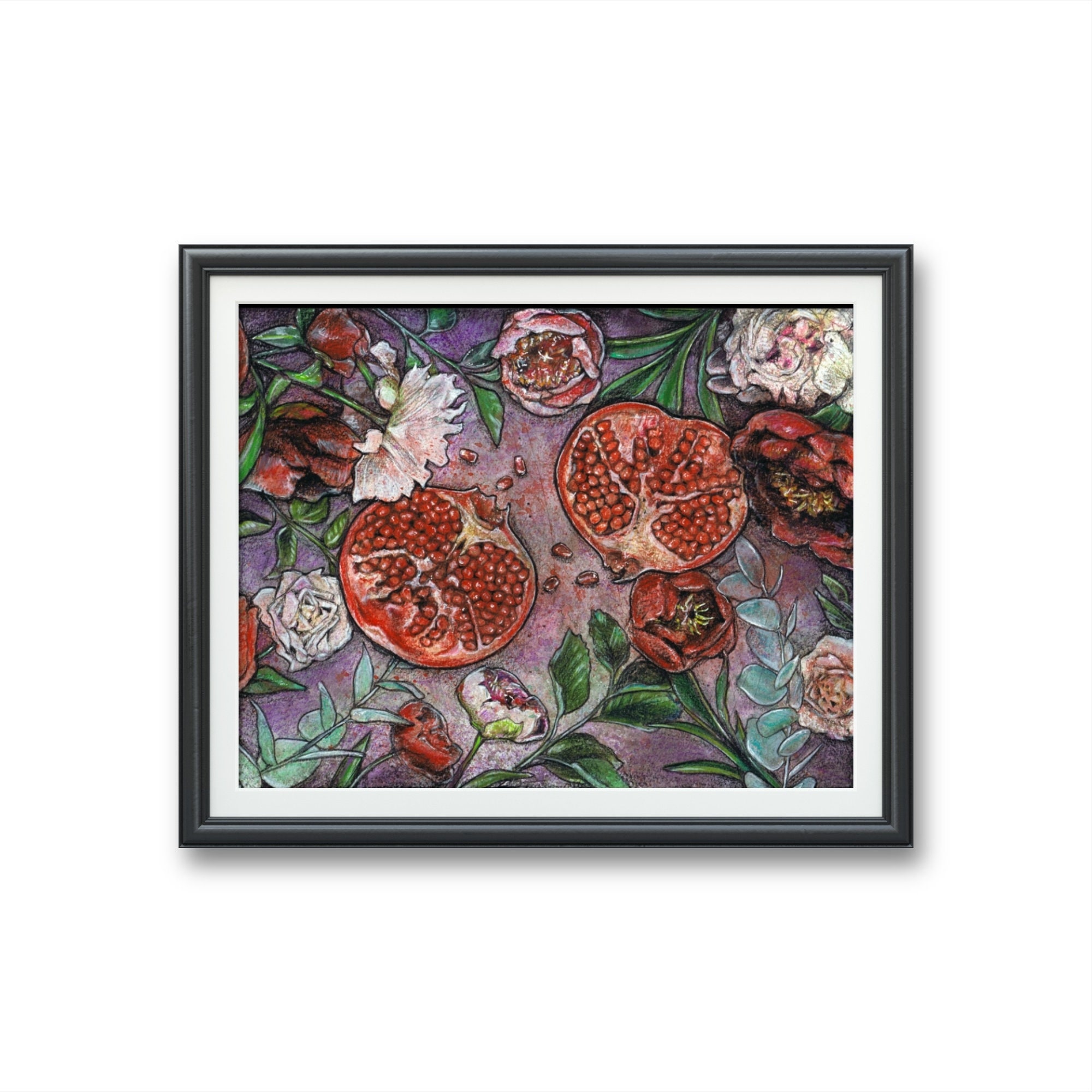 捧げ物 - ザクロ神話の果物ハデスペルセポネオリジナル水彩画愛