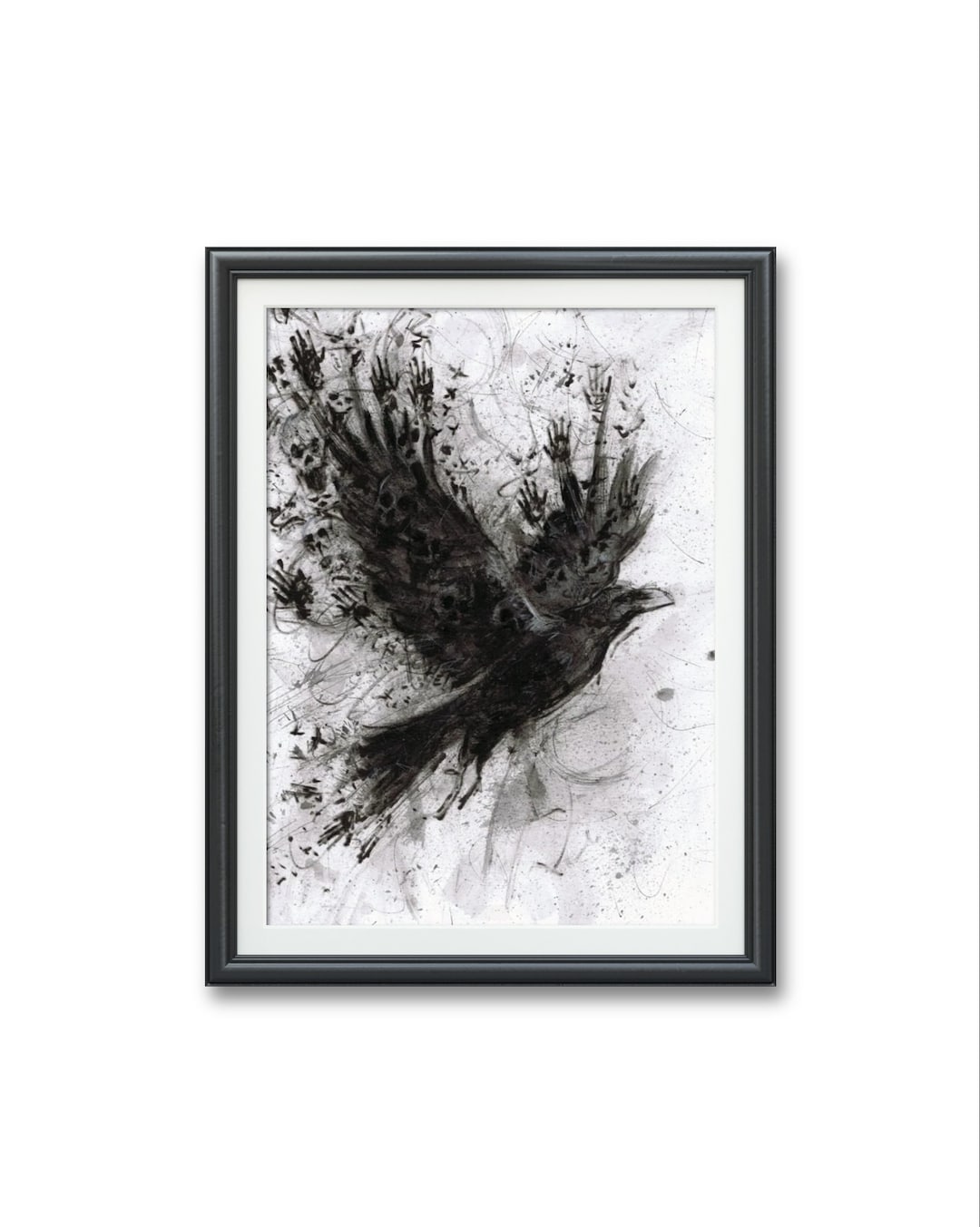 反射する目を持つ極めてリアルなカラスのタトゥーデザイン：無料ダウンロード＆バーチャル試着, image size:1080x1353