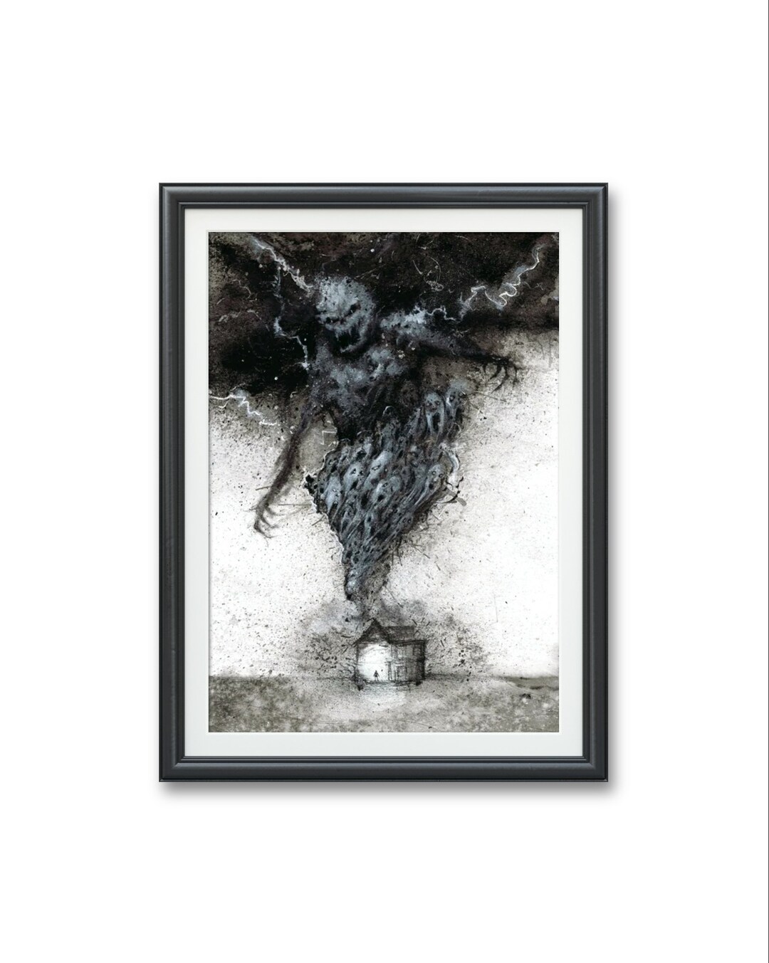 失われた魂の竜巻、悪魔 - オリジナルアートプリント、水彩イラスト