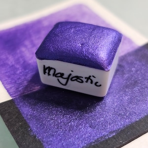 Majestoso roxo artesanal artesanal aquarela mica glitter brilhante, aquarela iridescente vibrante metade, quarto, pan art dot