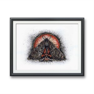Death Head Skull Moth - Art PRINT Original Aquarell Illustration Kunstwerk Stille der Lämmer Horror Death Omen Tattoo Dämon Falkenzeichen Kuriositäten