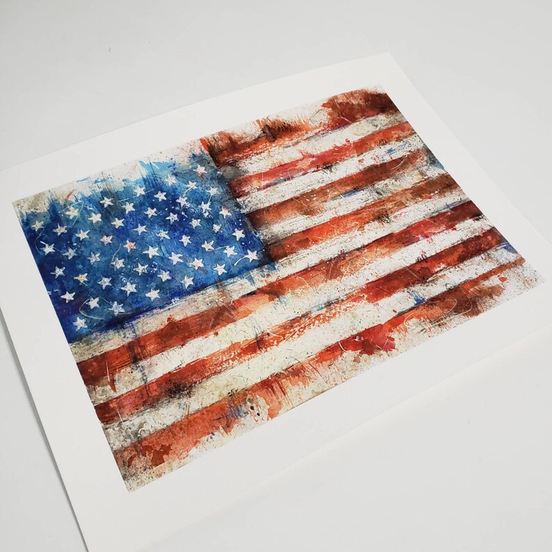 USA veteran United States Stars and Stripes American flag Old Glory- Original art watercolor illustration artwork wall art military