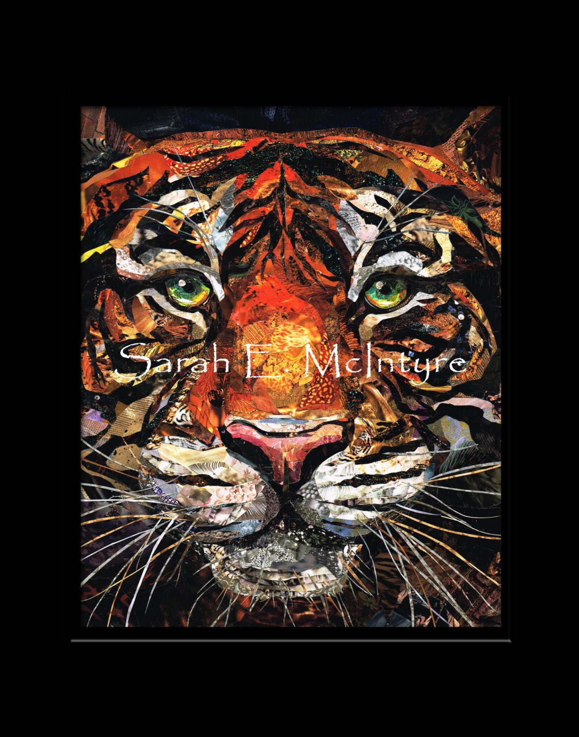 Tiger- Art PRINT of Original Collage, Magazine Paper, Cat