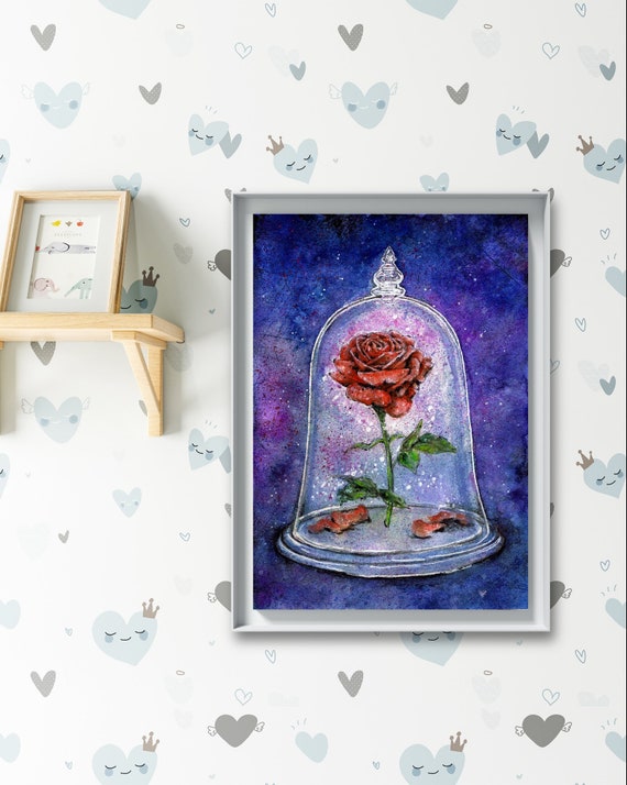 Pintura De Bricolaje Por Números, Rosas ABEUTY En Cúpula De Cristal, Bella Y La Bestia, Rosa Encantada De 40,6 X 50,8 Cm, Pintura De Números Sin Marco, Montañas