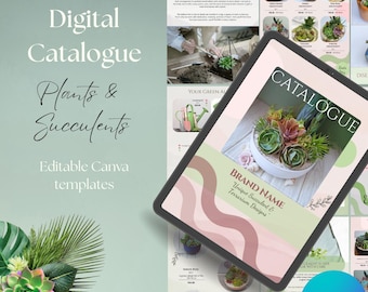 Editable Succulent Catalog Template | Canva Plant Business Branding ,Digital Download