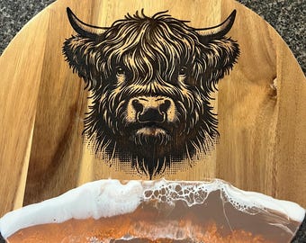 Custom Highland Cow Charcuterie Board