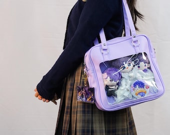 Bolso bandolera grande Ita, bolso Ita de anime, bonito bolso de hombro para coleccionistas, bolso mensajero Ita, bolso con ventana, bolso para exhibir pins, monedero con pins.