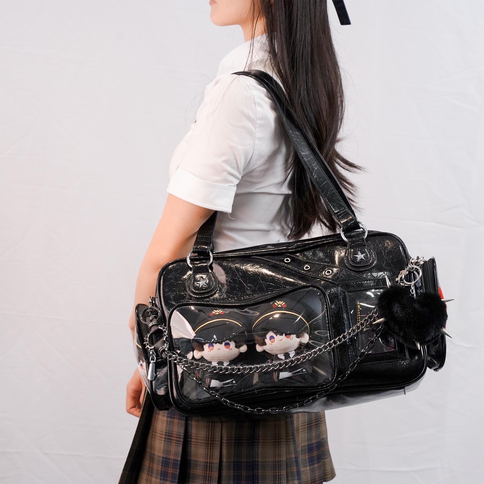 バッグ y2k vintage leather studs Boston bag 90s Amazon.com: TYATVS Studded Purse Large Tote Bag for Women Y2k Hobo