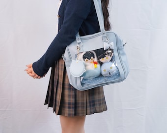 Bolso bandolera grande Ita, bolso Ita de anime, bonito bolso de hombro para coleccionistas, bolso mensajero Ita, bolso con ventana, bolso para exhibir pins, monedero con pins.
