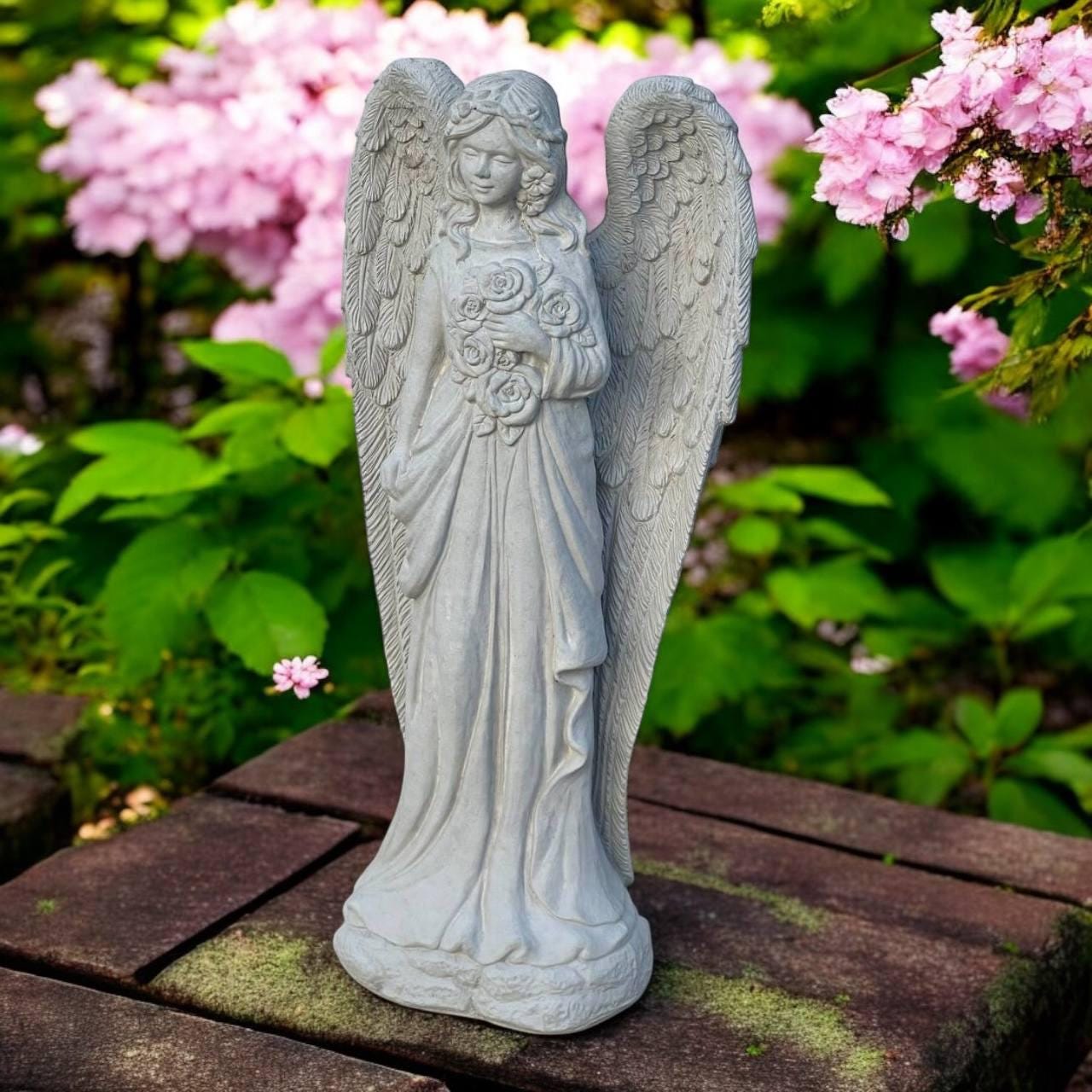 Concrete Angel Statue - Garden Cherub Design - Stone Religious Art ...