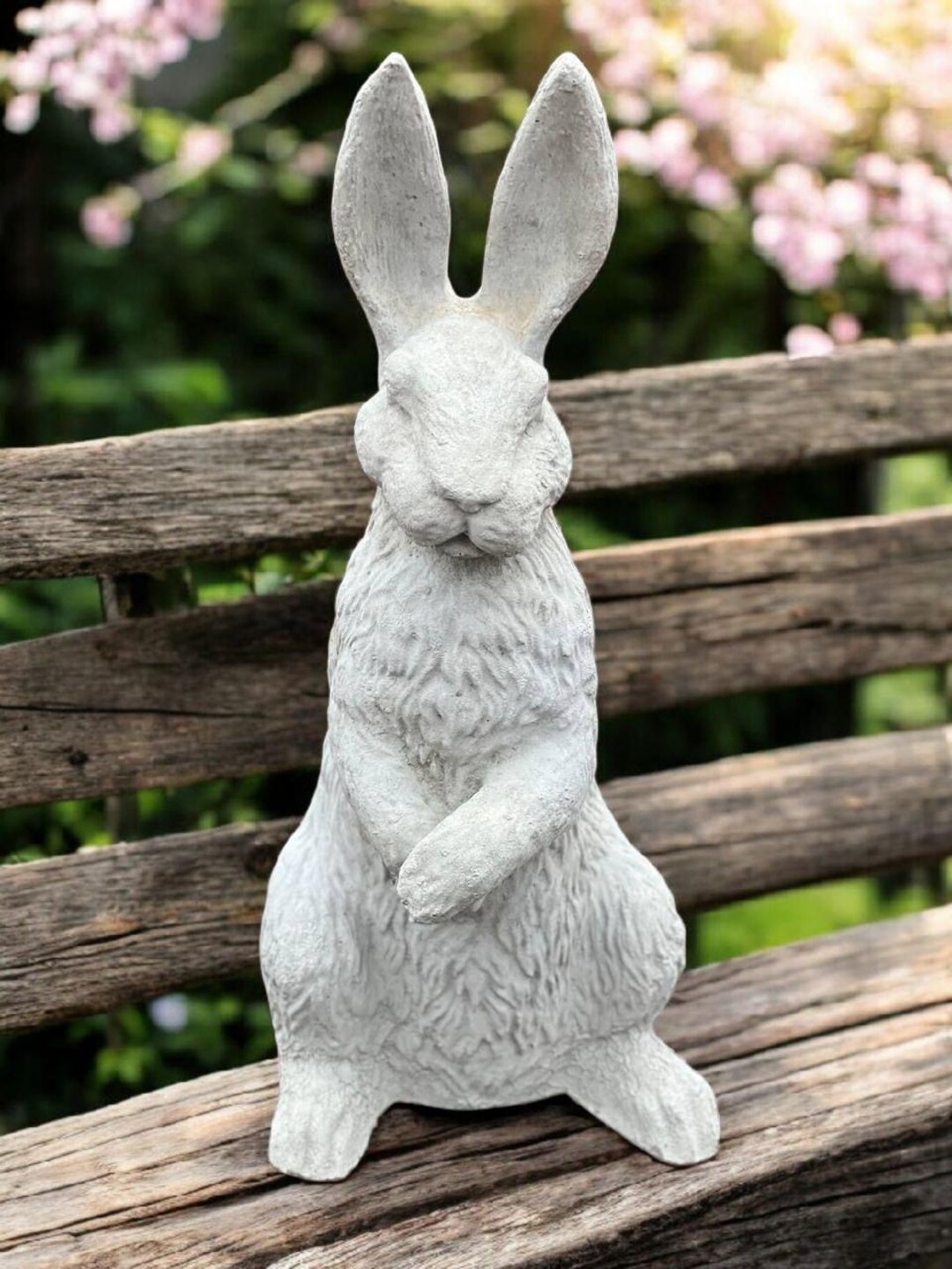 Concrete Rabbit Statue - Lawn Bunny Ornament - Stone Rabbit Figurine ...