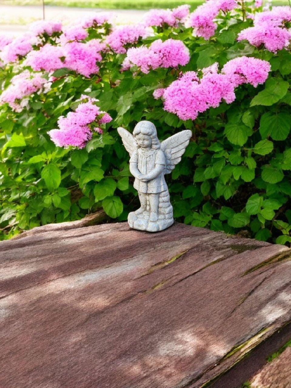 Cement Angel Statue - Beton Cherub Sculpture - Garden Fairy Art - Lawn ...