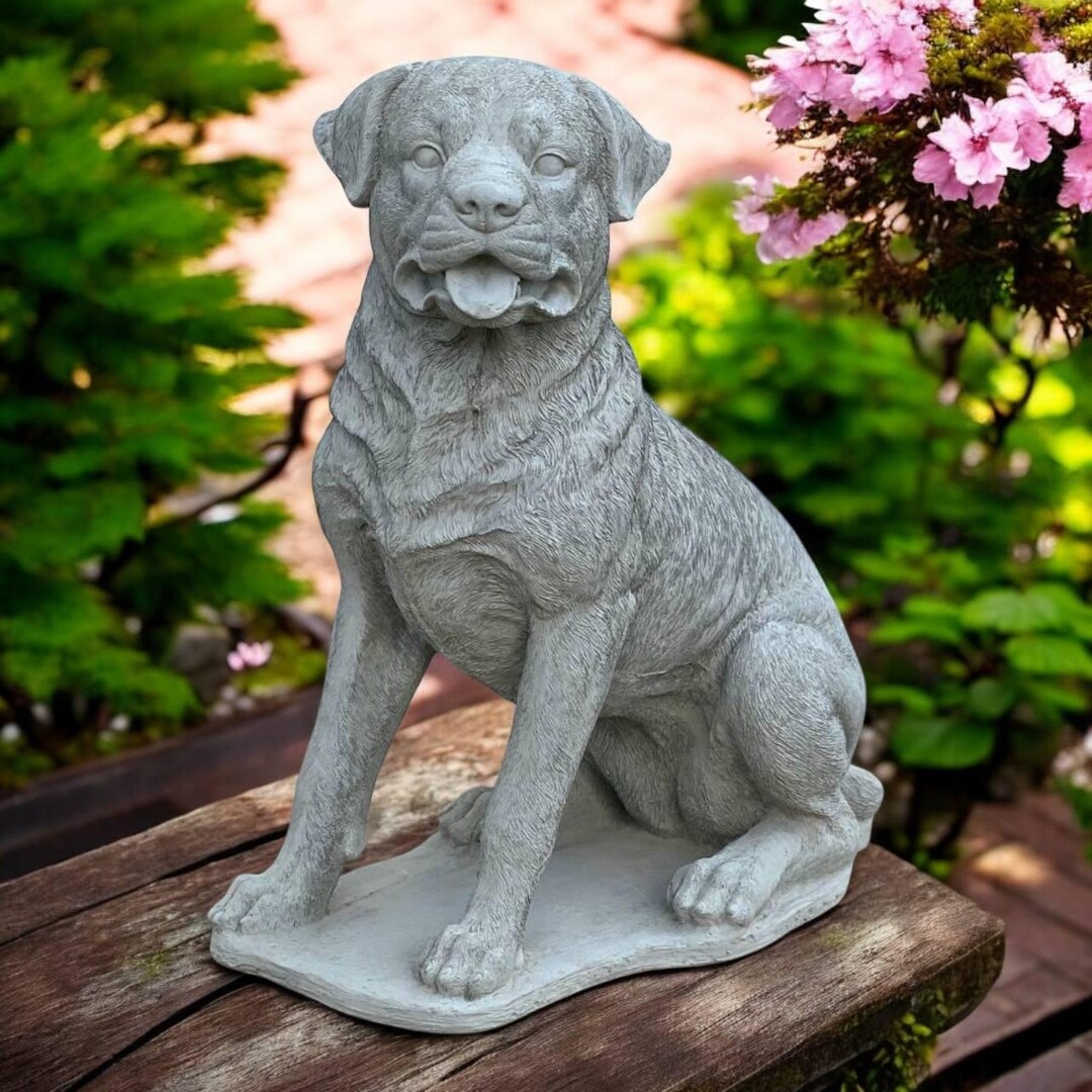 Garden Rottweiler Statue - Large Dog Figure - Cement Pet Art - Beton ...