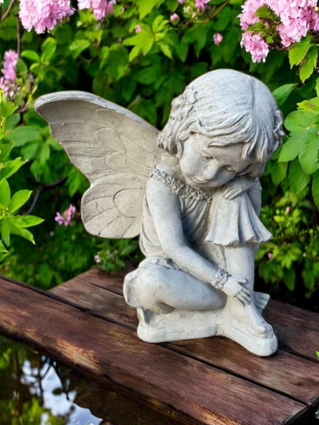 Outdoor Pixie Figure - Garden Fairy Ornament - Beton Pixie Statue ...
