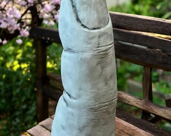 Concrete Finger Statue - Stone Ornament - Lawn Figurine - Garden Cement Design - Outside Finger Art - Weather Resistant - Patio & Yard Decor