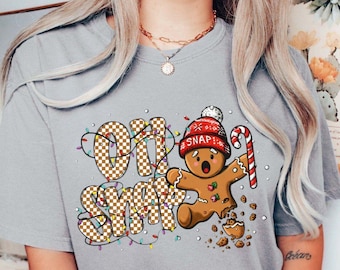 Funny Gingerbread Christmas PNG: Oh Snap, Holiday T-Shirt Design (Digital File)