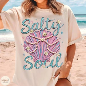 Salty Soul Seashell, Hand Painted Salty Soul, Beach Png, Vibrant Vacation, Summer Vibes Png, Hello Summer Png, Minimalist Beach Shells Png