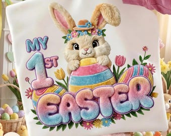 Easter Day Png, My 1St Easter Bunny Png, Faux Yarn Buuny, Happy Easter, Preppy Easter Png , Baby Easter PNG, Newborn Easter Shirt .