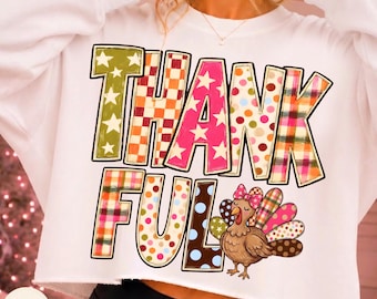 Thankful Turkey PNG, Thanksgiving Gobble Coquette PNG, Brushstroke Gobble, Give Thanks Shirt Design, Checkered Polkadots Fall, Gobble PNG