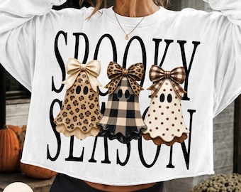 Spooky Season Ghosts PNG, Polkadots Leopard Checkerboard Ghost, Hand Painted Ghosts, Halloween Ghost Design, Trendy Fall Sublimation design