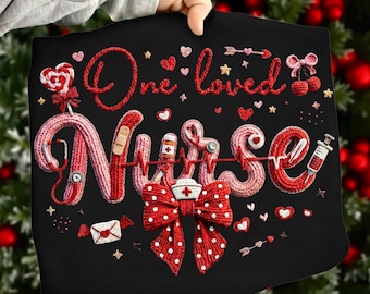 One Loved Nurse Png, Faux Yarn Nurse Png,Nurse  Practitioner, Coquette Bow Png, Registered Nurse, Heart Stethoscope png, Nurse Life png