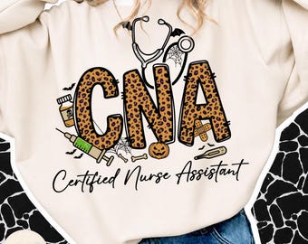 Halloween Nurse PNG, CNA Nurse Life, Leopard Halloween Design, Halloween Stethoscope, Nurse CNA Pumpkin, Certified Nursing Assistant