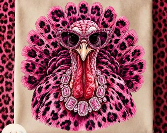 Leopard Turkey PNG, Rhinestone Fall Thanksgiving, Give Thanks Turkey PNG, Thanksgiving Gobble Coquette, Thankful Shirt Design, Leopard Fall
