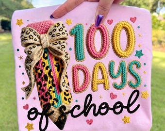 100 Days of School PNG, Little Miss 100 Days Smarter Png, Faux Yarn Bow 100 Days Of School, Teacher Png, Coquette Bow PNG, Digital Download