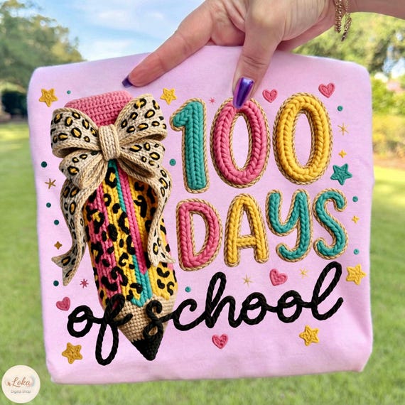 100 Days of School PNG, Little Miss 100 Days Smarter Png, Faux Yarn Bow 100 Days Of School, Teacher Png, Coquette Bow PNG, Digital Download