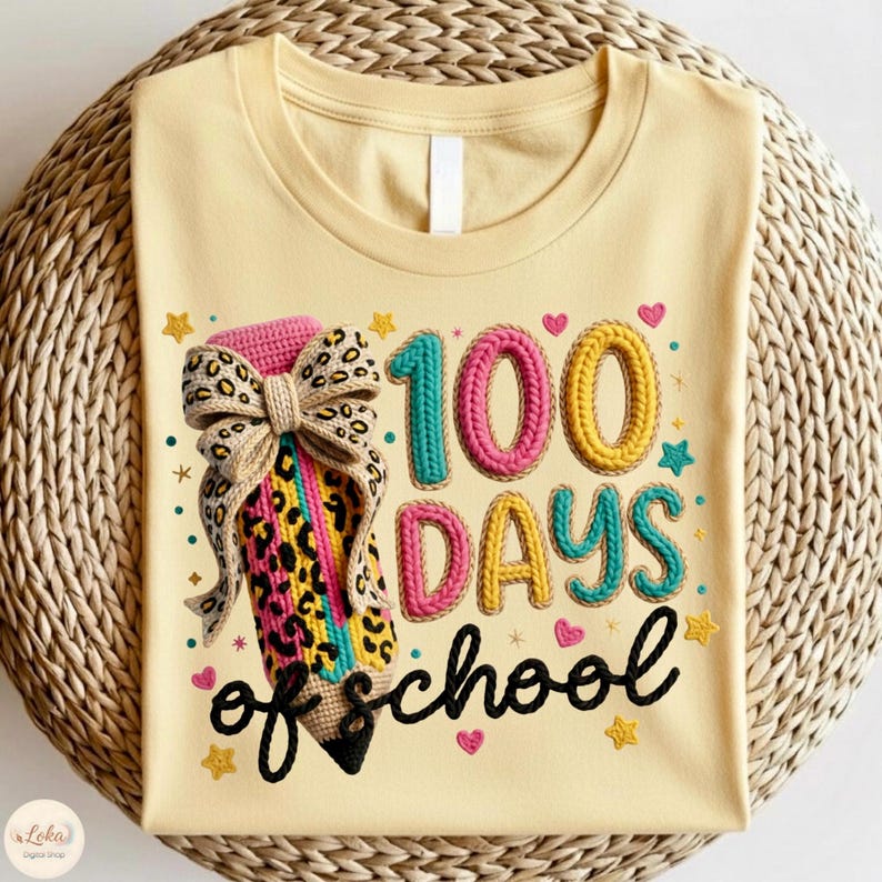 100 Days of School PNG, Little Miss 100 Days Smarter Png, Faux Yarn Bow 100 Days Of School, Teacher Png, Coquette Bow PNG, Digital Download