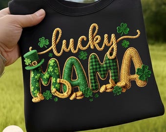 St Patricks Day Png, Luky Mama PNG, Shamrock Stack, Shamrock Lucky PNG, Faux Yarn Mama Png, Green Day Png, Sublimation Design