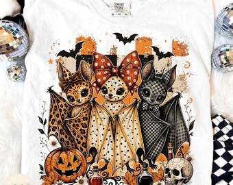 Spooky Season Bats Halloween PNG, Checkered Leopard Polka Dot Bats, Distressed Pumpkin Design, Bat Halloween PNG, Girly Spooky Sublimation