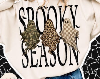 Spooky Season Ghosts PNG, Camo Leopard Checkerboard Ghost, Brushstroke Ghosts, Distressed Halloween Ghost, Trendy Fall, Sublimation design