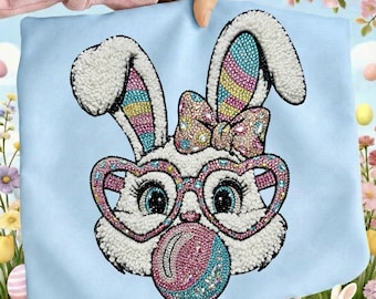 Easter Day Png, Easter Bunny Png, Faux Yarn Buuny, Rhinestone Happy Easter, Preppy Easter Png,Funny Easter Bunny Sunglasses,Digital Download