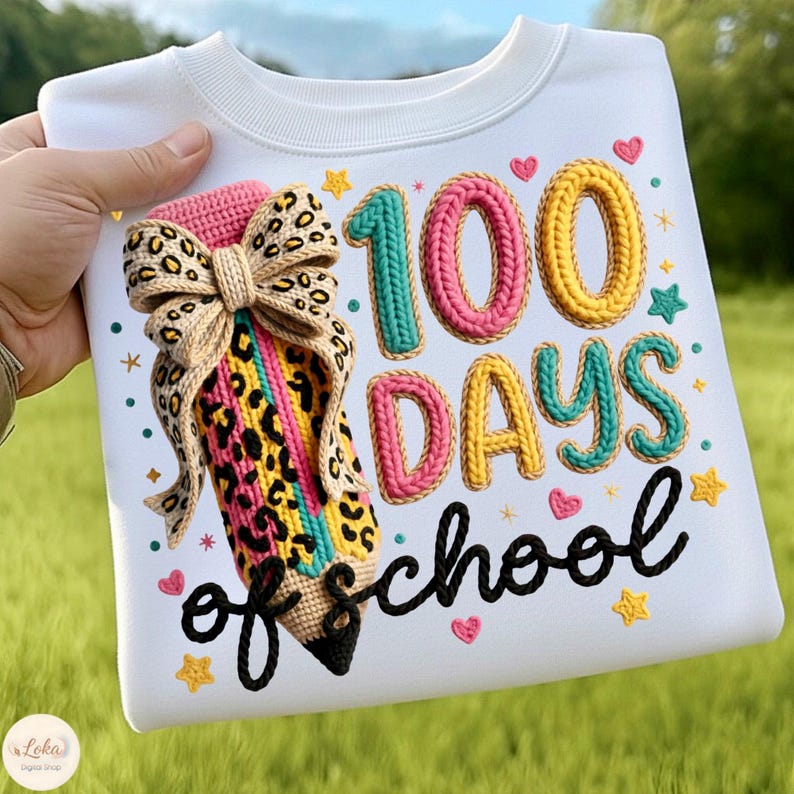 100 Days of School PNG, Little Miss 100 Days Smarter Png, Faux Yarn Bow 100 Days Of School, Teacher Png, Coquette Bow PNG, Digital Download